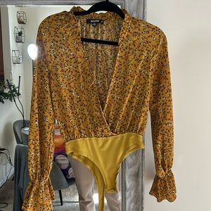 Floral blouse bodysuit